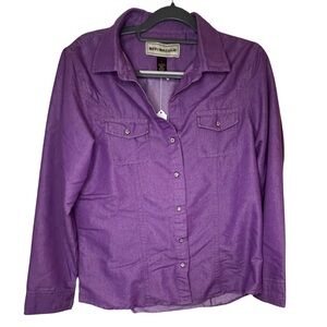 Bit & Bridle L Purple Cowgirl Western Snap Button Shirt L Large